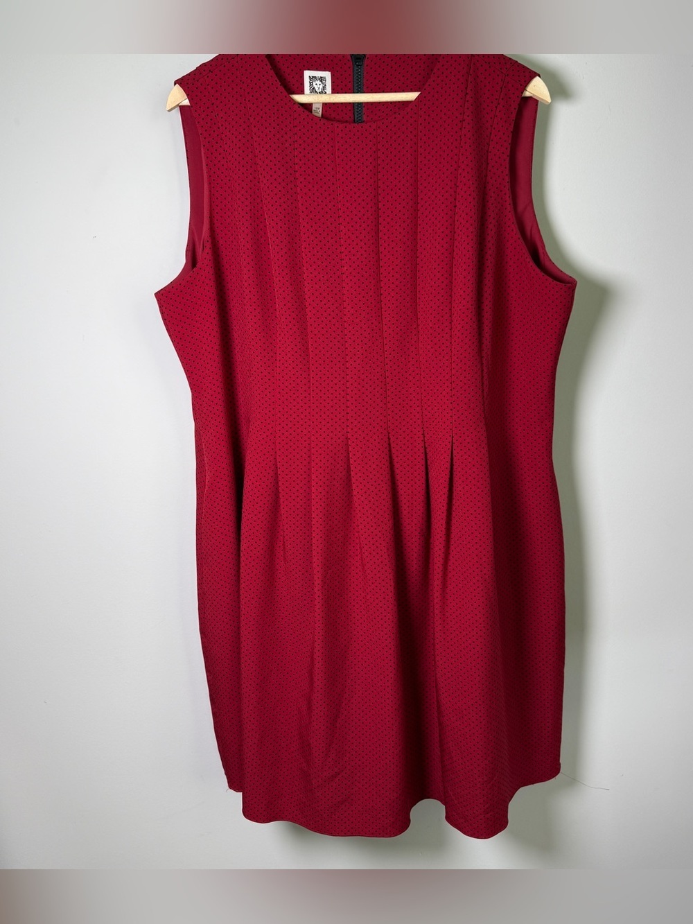 Anne Klein Crimson Polka Dot Sheath Dress Old Money Classic Workwear Size 18W